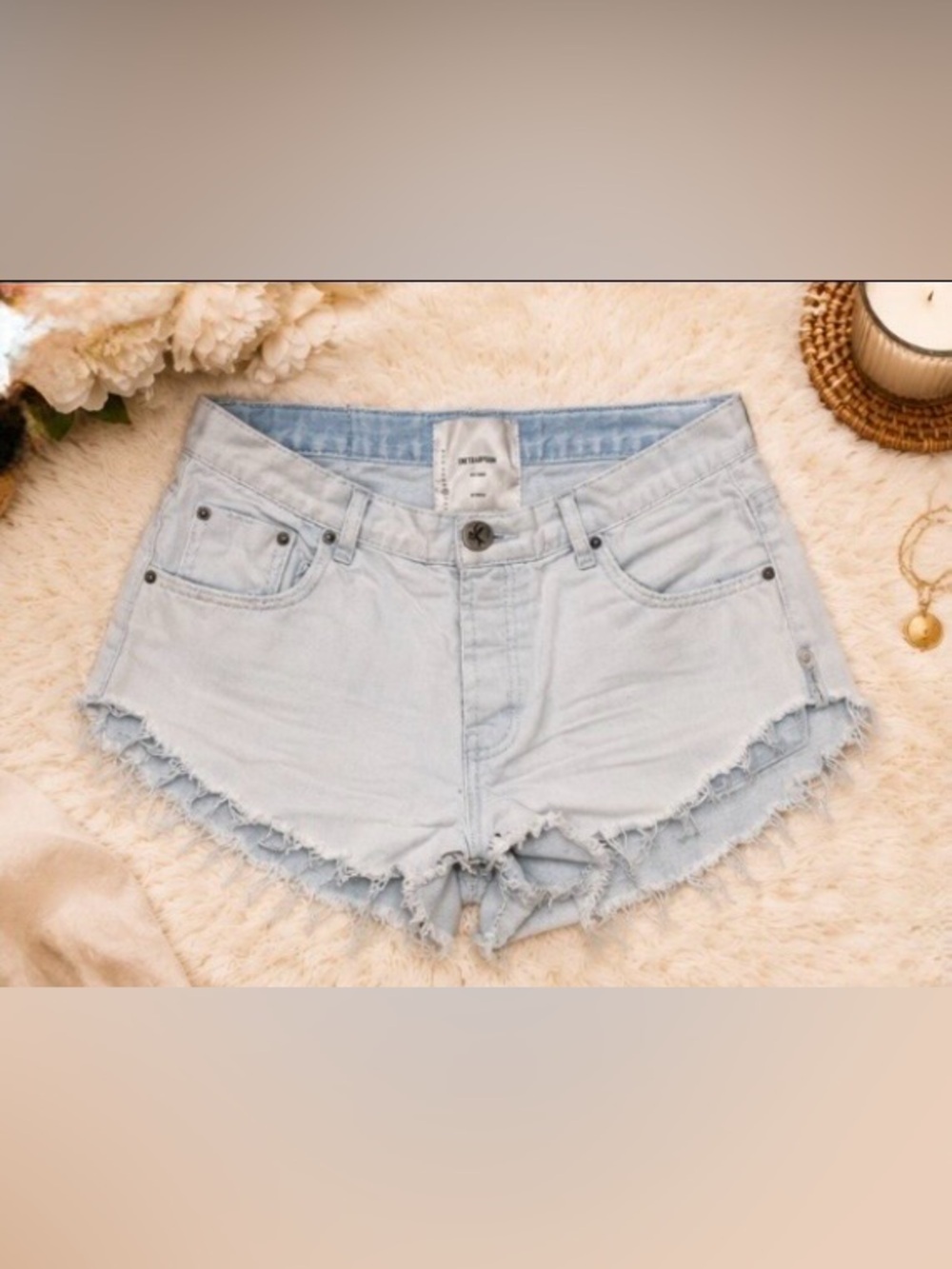 One Teaspoon Light Blue Distressed Denim Shorts - Size 29- NWOT